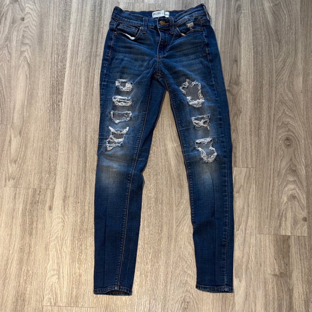 Mudd Dark Blue Distressed Skinny Jeans